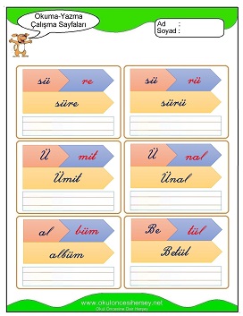 ü sesi Çalışma Sayfaları